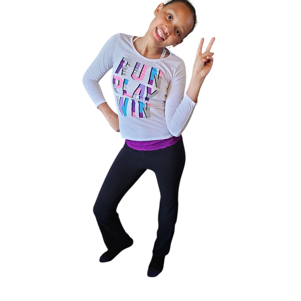 23. Ideology Kids Set - White and Black with Purple Detail